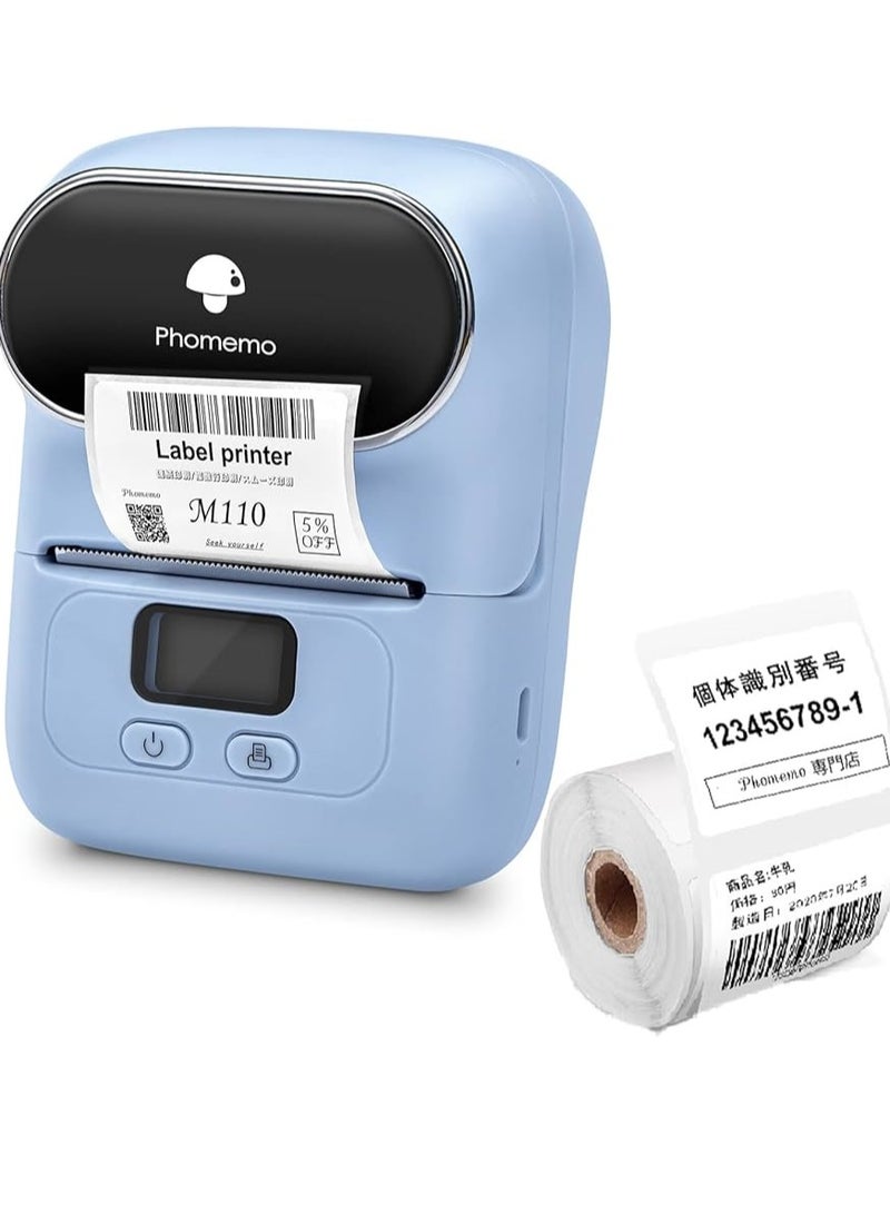 Phomemo M110 Label Machine Thermal Label Printer with Wireless Portable Label Maker Machine for Barcode Self-adhesive Printer Blue - Image 1