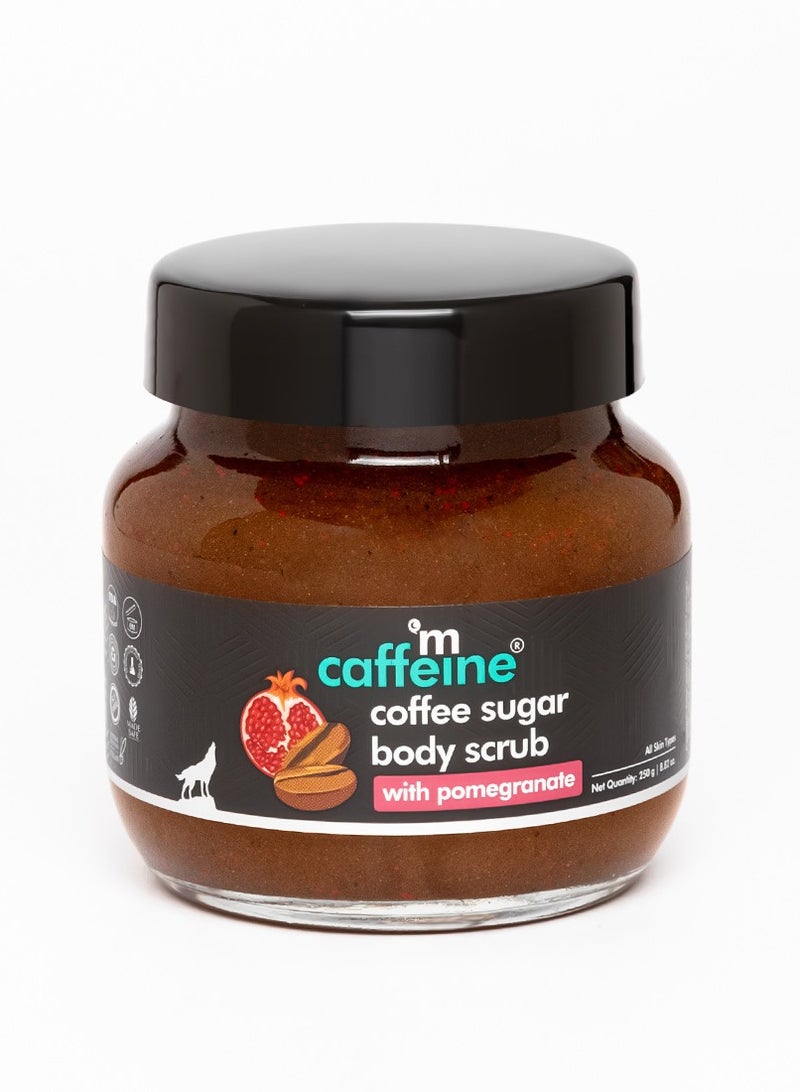 mCaffeine Coffee Sugar Body Scrub with Pomegranate for Gentle Exfoliation & Smoothening | Reduces Dead Skin, Tan & Scars | Fresh Pomegranate Aroma | Ultra Fine Scrub for Men & Women - 250g