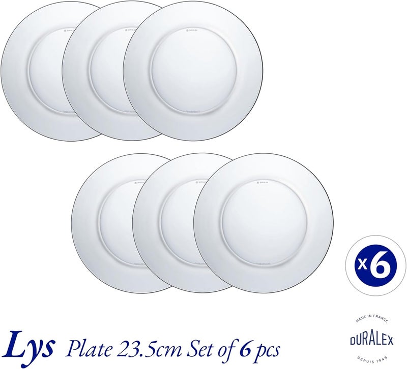 Duralex  Lys Clear Dinner Plate 235 cm 9 14 in Set Of 6 - Image 3