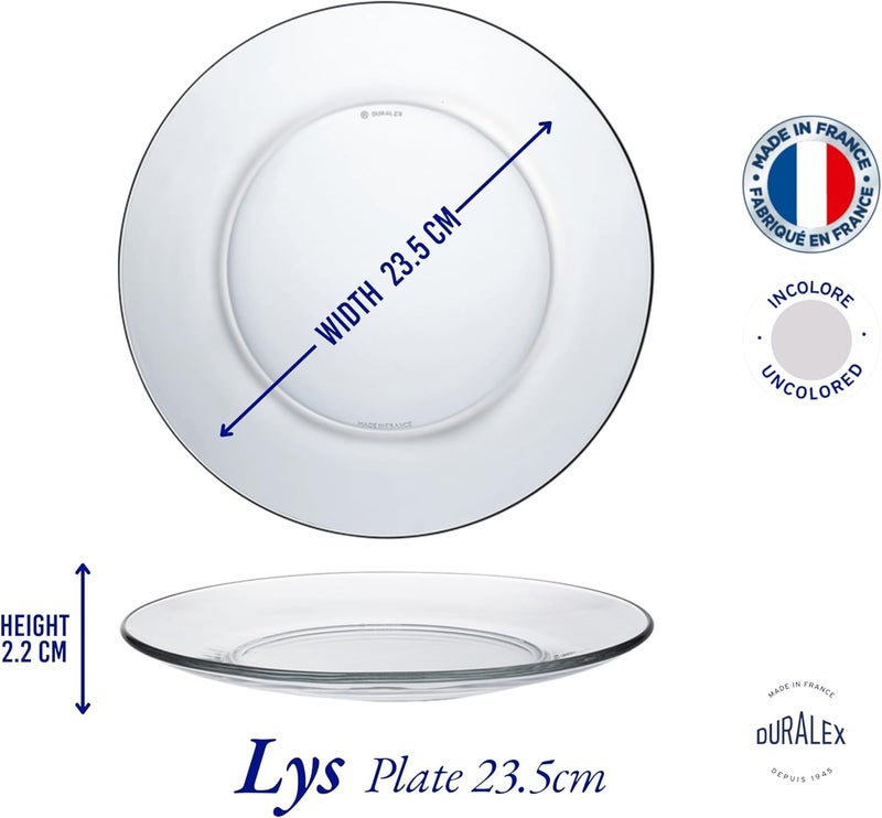 Duralex  Lys Clear Dinner Plate 235 cm 9 14 in Set Of 6 - Image 5