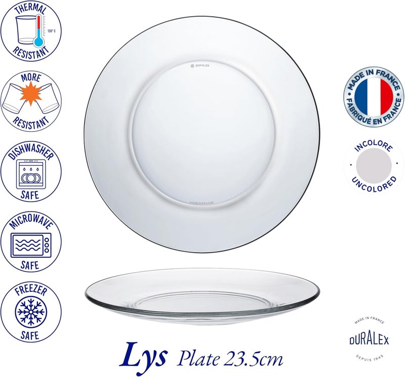 Duralex  Lys Clear Dinner Plate 235 cm 9 14 in Set Of 6 - Image 4