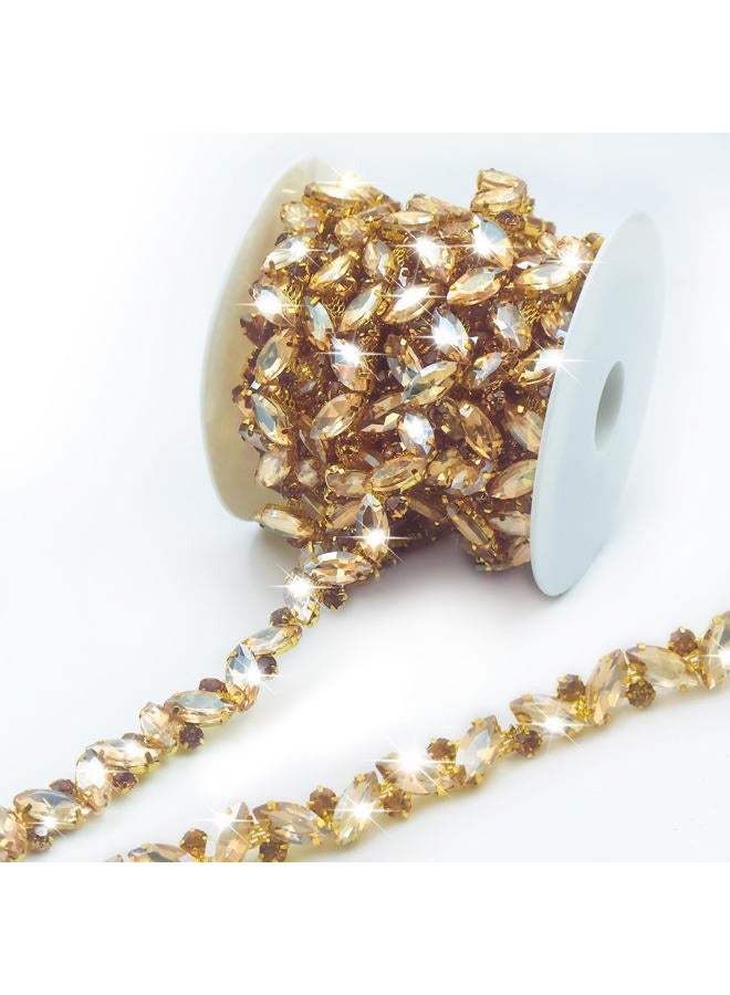 PEARLY JUN 1 Yard Rhinestone Chain Trim Champagne Rhinestone Trim Chain Crystal Applique Strips DIY Jewelry for Wedding Party Bracelets Craft Bridal Bouquets Embellishment Accessories - Image 1