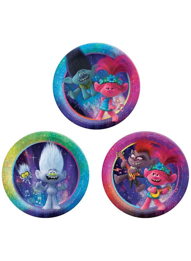 Amscan Trolls Design Assorted Prismatic Round Paper Plates 7" ; Multicolor ; Pack Of 8 - Image 2