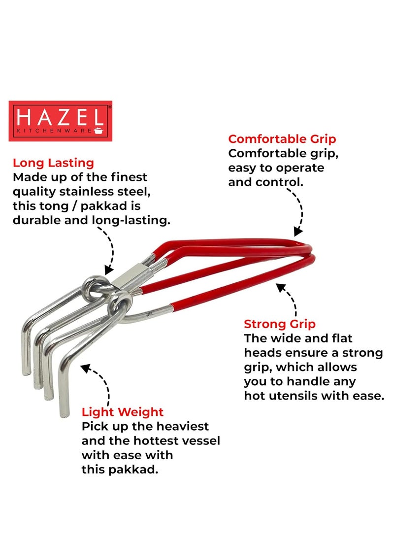 Hazel - HAZEL Stainless Steel Pakad Tongs for Kitchen | Sturay Pakkad, Chimta Utensil Holder Kitchen Tools (Pakkad) - Image 1