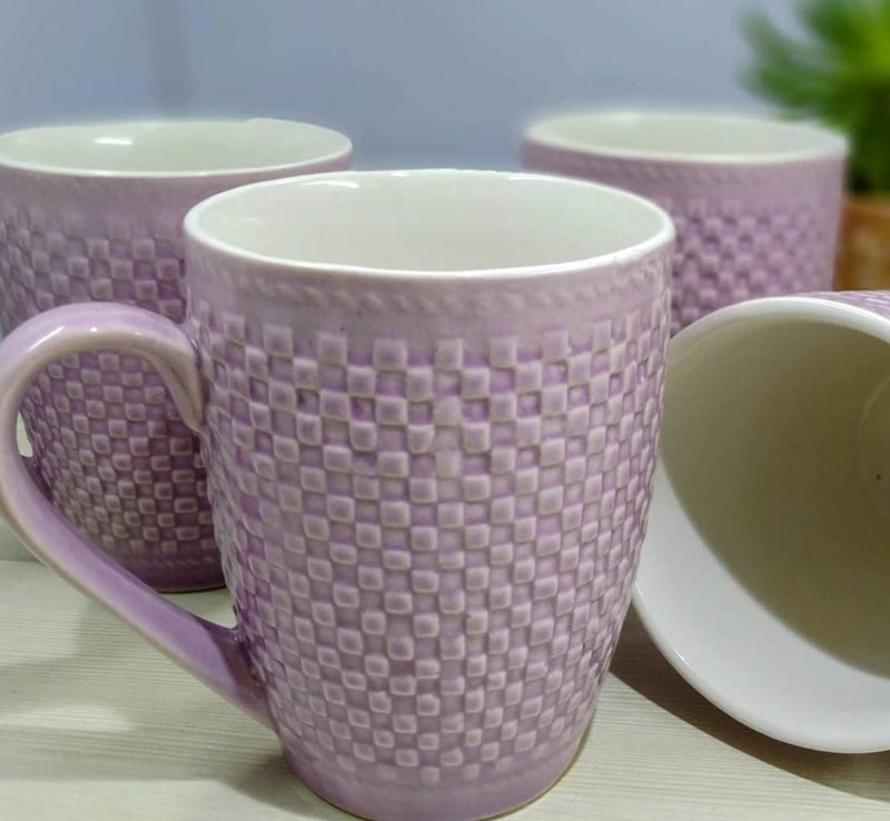 Kittens KITTENS Ceramic Coffee Mug Set of 4 Made with Food Grade Material Handcrafted and Handpainted Design Mugs for Daily Uses 150ml Purple Color - Image 1