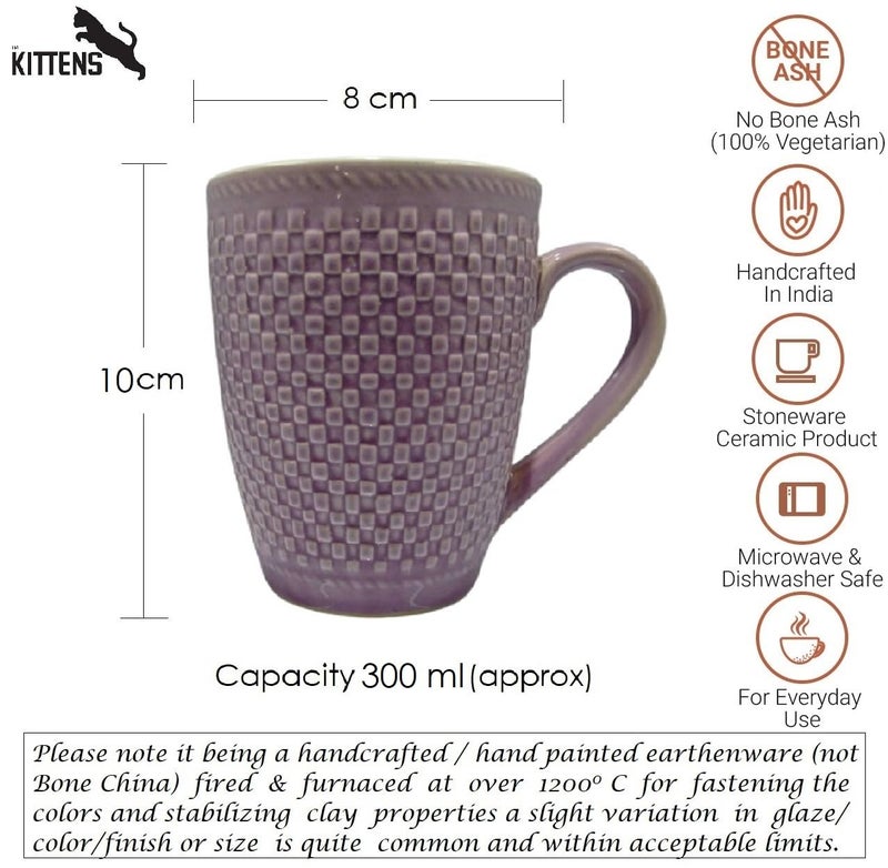 Kittens KITTENS Ceramic Coffee Mug Set of 4 Made with Food Grade Material Handcrafted and Handpainted Design Mugs for Daily Uses 150ml Purple Color - Image 5