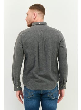 GANT Men Regular Fit Textured Long Sleeves Casual Shirt, Dark Grey  - Image 3