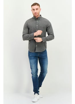 GANT Men Regular Fit Textured Long Sleeves Casual Shirt, Dark Grey  - Image 4