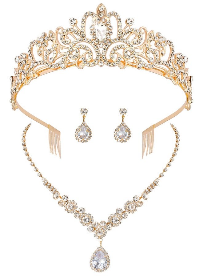 كوسايد مجموعة مجوهرات فضية من COCIDE للنساء من الكريستال ومجموعة قلادة للفتيات من الأقراط ذات التاج المرصع بأحجار الراين وإكسسوارات الرقبة للعروس وحفلات الزفاف وأعياد الميلاد وحفلات الزفاف وحفلات التخرج وفساتين وصيفات العروس - Image 1