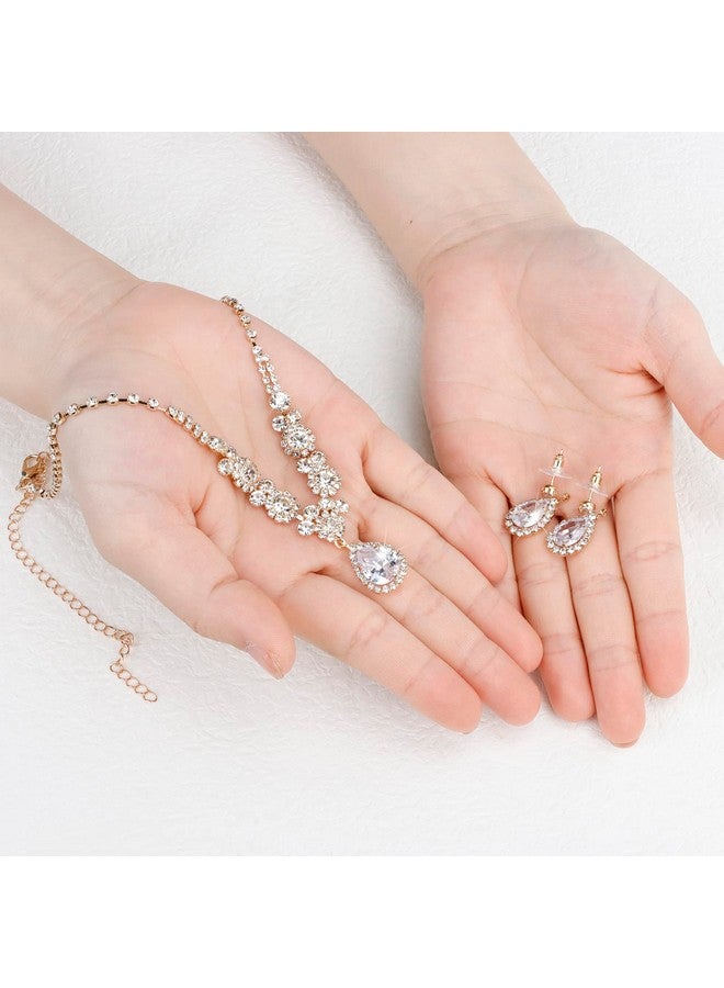 كوسايد مجموعة مجوهرات فضية من COCIDE للنساء من الكريستال ومجموعة قلادة للفتيات من الأقراط ذات التاج المرصع بأحجار الراين وإكسسوارات الرقبة للعروس وحفلات الزفاف وأعياد الميلاد وحفلات الزفاف وحفلات التخرج وفساتين وصيفات العروس - Image 4