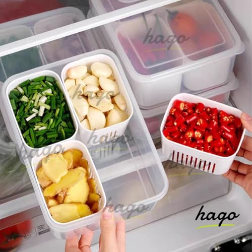 hago Fridge Storage Boxes, Fridge Organiser, Container for Kitchen Storage Set, Plastic containers for kitchen storage Durable Containers for Storage for Efficient Organisation (2) (2 NOS (4)) - Image 3