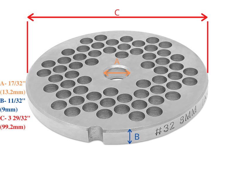 Tesor #32 Stainless Steel Replacement Plate Disc Blade for Meat Grinder (5/16") - Image 3