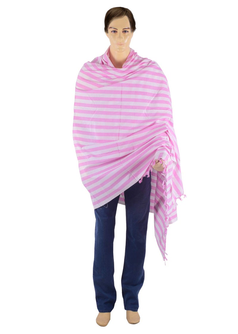 EthnicAlive NIC Handloom Bhagalpuri Andi Dull Chadar AC Chadar |Comforter |Blanket | Pure Bamboo Fabric Chadar for All Season (Size 220x125cm) White Pink Strip - Image 5
