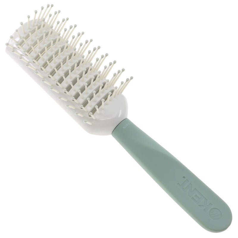 Kent KCR3 "Create" Tunnel Vented Hair Brush for Blowdrying, Creating Root Lift, and Volume in All Hair Types - Vent Brush with Green Ergonomic Handle and Soft Ball Tipped Bristles for Pain Free Use - Image 1