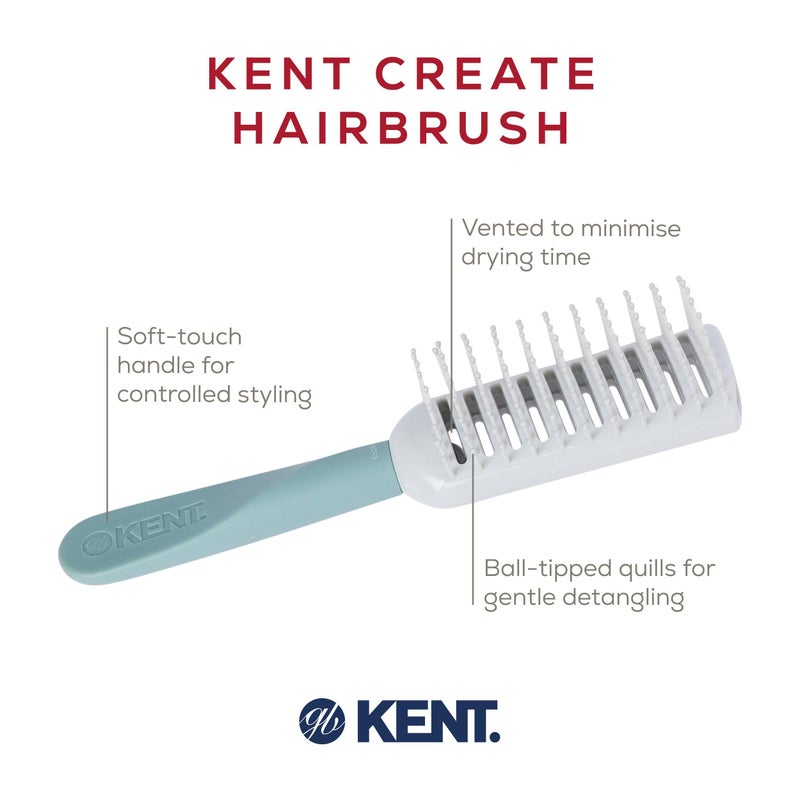 Kent KCR3 "Create" Tunnel Vented Hair Brush for Blowdrying, Creating Root Lift, and Volume in All Hair Types - Vent Brush with Green Ergonomic Handle and Soft Ball Tipped Bristles for Pain Free Use - Image 4