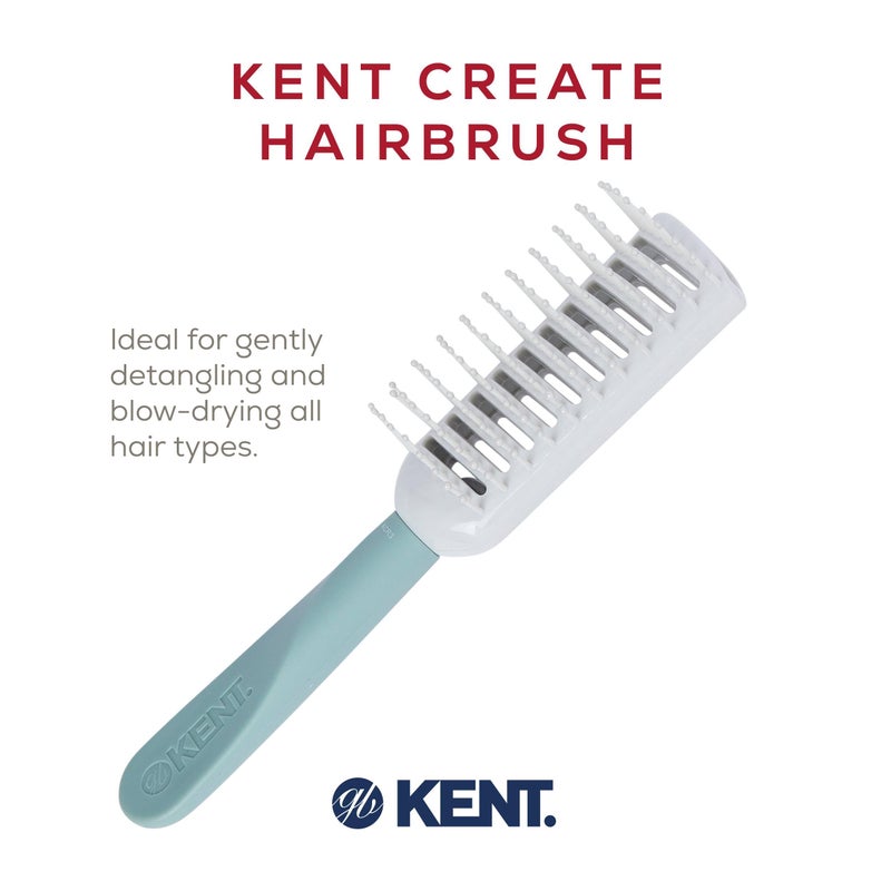 Kent KCR3 "Create" Tunnel Vented Hair Brush for Blowdrying, Creating Root Lift, and Volume in All Hair Types - Vent Brush with Green Ergonomic Handle and Soft Ball Tipped Bristles for Pain Free Use - Image 3