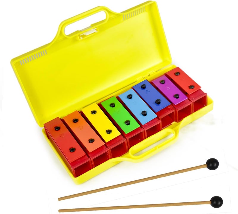 ENNBOM 8 Notes Chromatic Xylophone Glockenspiel Resonator Bells with Yellow Case - Image 2