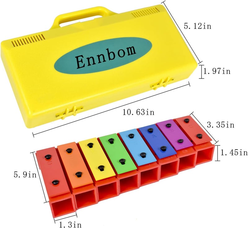 ENNBOM 8 Notes Chromatic Xylophone Glockenspiel Resonator Bells with Yellow Case - Image 4