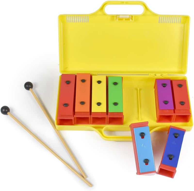 ENNBOM 8 Notes Chromatic Xylophone Glockenspiel Resonator Bells with Yellow Case - Image 1