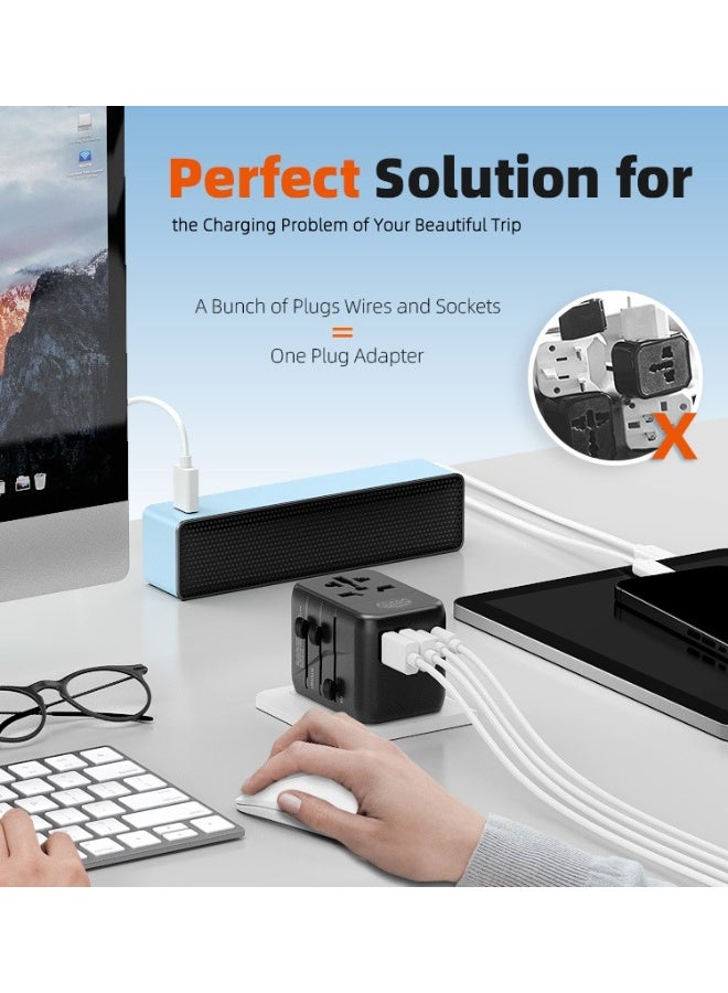 ZERO LIFESTYLE 28W Universal Travel Adapter with 5 Ports (2 USB A and 3 USB C Ports) Universal Travel Adapter for Devices with Dual Voltages, International Travel Adapter for EU, UK, USA, AU, Power Socket Charger for Multi Countries, Travel Plug Adapter with Fast Charging Safety Fuse - Image 3