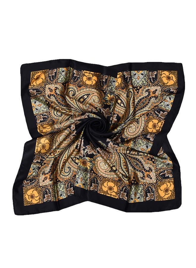 EIysee 35 x 35 Women's Fashion Pattern Large Square Silk Like Hair Scarf Head Sleeping Wrap Satin Neck Bandana for Gift, Large Cashews - Black, 35*35in - Image 1