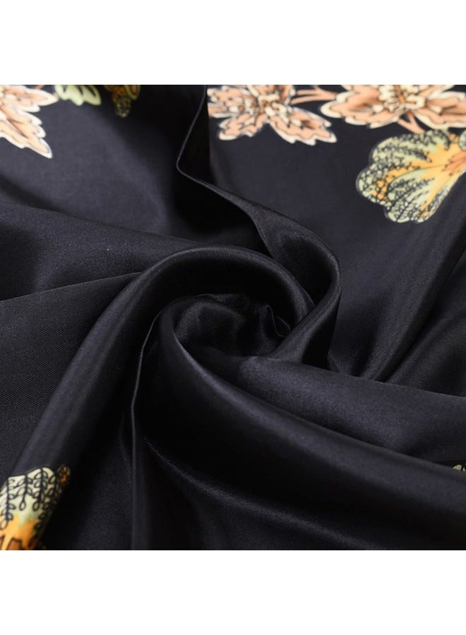 EIysee 35 x 35 Women's Fashion Pattern Large Square Silk Like Hair Scarf Head Sleeping Wrap Satin Neck Bandana for Gift, Large Cashews - Black, 35*35in - Image 3