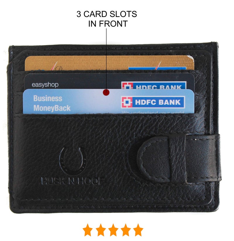 Husk N Hoof RFID Protected Leather Credit Card Holder Wallet for Man Women | Card Holder for Men Woman | Black - Image 2