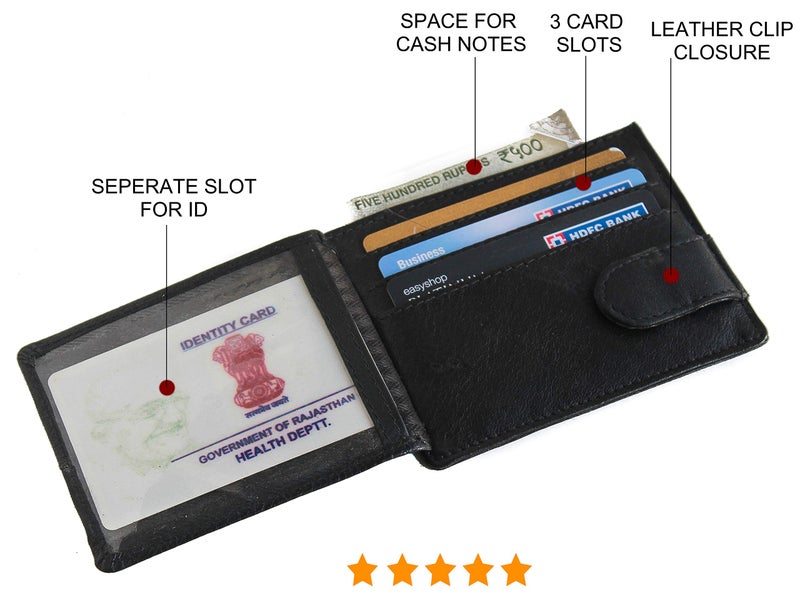 Husk N Hoof RFID Protected Leather Credit Card Holder Wallet for Man Women | Card Holder for Men Woman | Black - Image 3