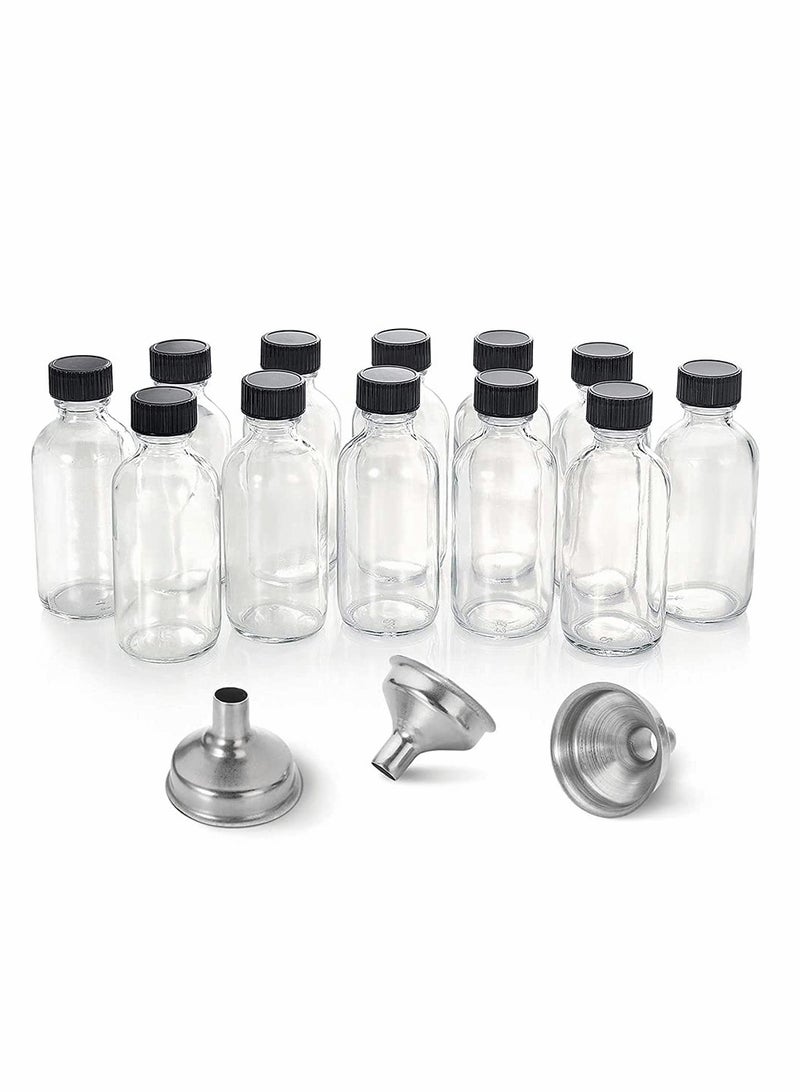 كاست ويف زجاجة صغيرة مع غطاء شفاف ، 3 الفولاذ المقاوم للصدأ القمع ، بوسطن جولة زجاجة عينة ، ميني السفر زجاجة عصير / الزنجبيل / النفط / السائل ، لا تسرب ( 6 قطع ، 60 مل ) - Image 5