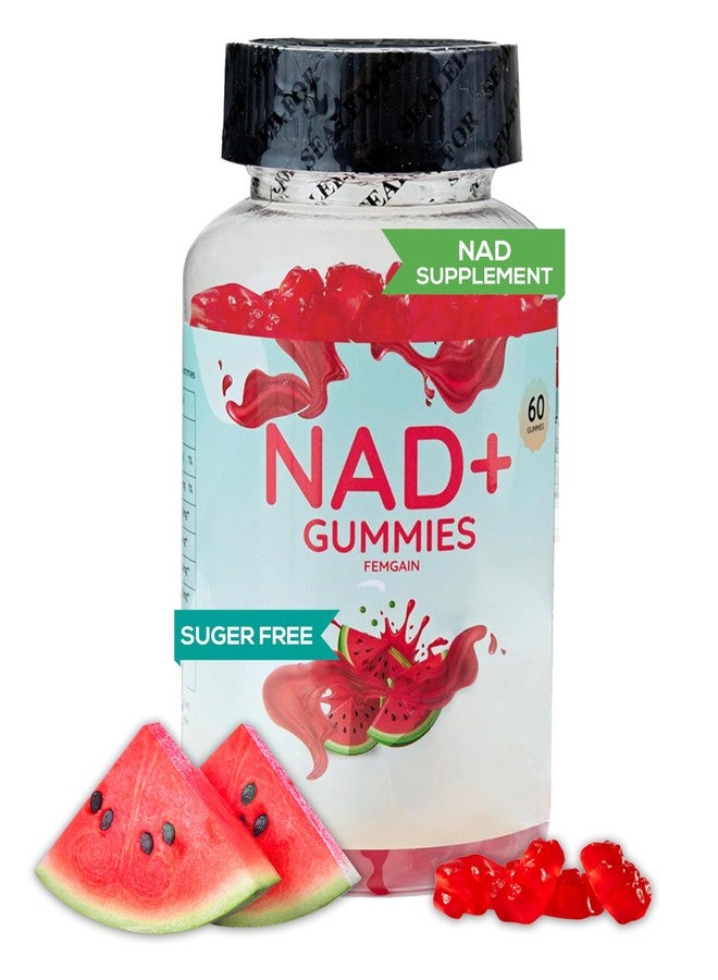 FEMGAIN علكات NAD، مكمل NAD بتركيز 1000 ملغ، علكات NAD+ خالية من السكر، نيكوتيناميد ريبوسيد، ريسفيراترول، فيتامين ب3، مكمل مضاد للشيخوخة، معزز للطاقة والدماغ، بنكهة البطيخ - Image 1