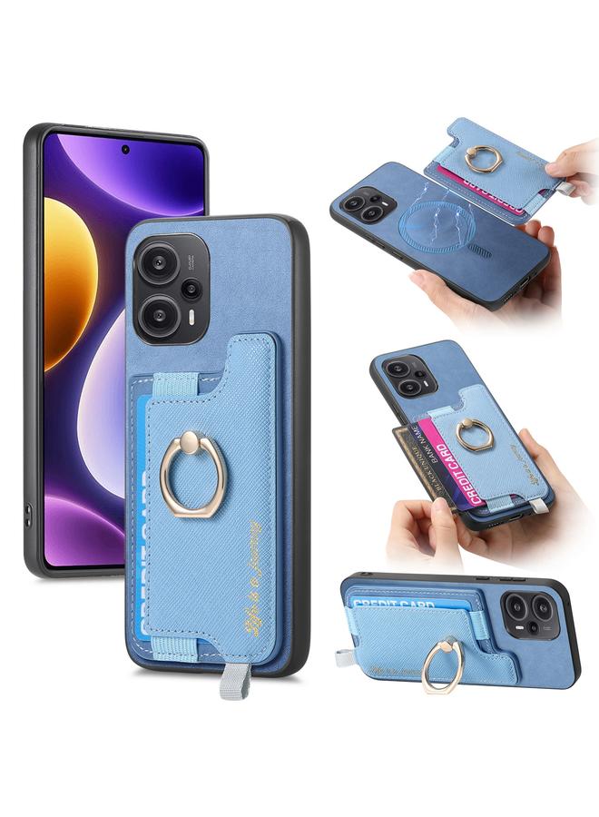 S-TOP Case For Redmi Note 12 Turbo / Poco F5 5G Retro Magsafe Cross Leather Ring Holder Card Bag Phone Case - Image 1