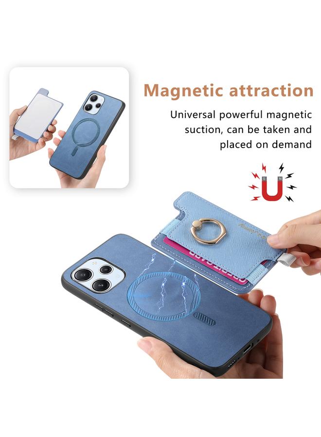 S-TOP Case For Redmi Note 12 Turbo / Poco F5 5G Retro Magsafe Cross Leather Ring Holder Card Bag Phone Case - Image 3