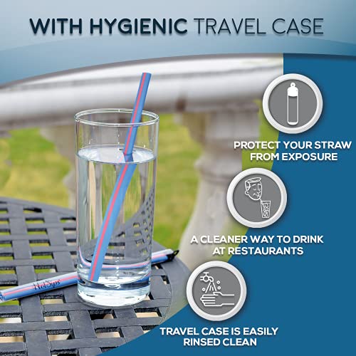 HotSips Reusable Drinking Straws with travel case, Made in USA, Tumblers & Cups 8-20 oz - For both Hot & Cold Beverages Water/Coffee/Tea 4 Medium 8" - Image 5