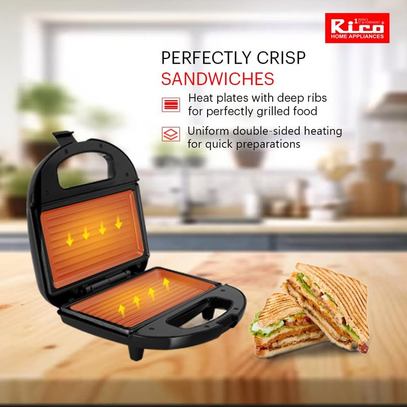 Rico Newly Launched Sandwich Maker Indicator Light 105 Open Sandwich Griller Quick Consistent Heating 1 Year Warranty - Image 2