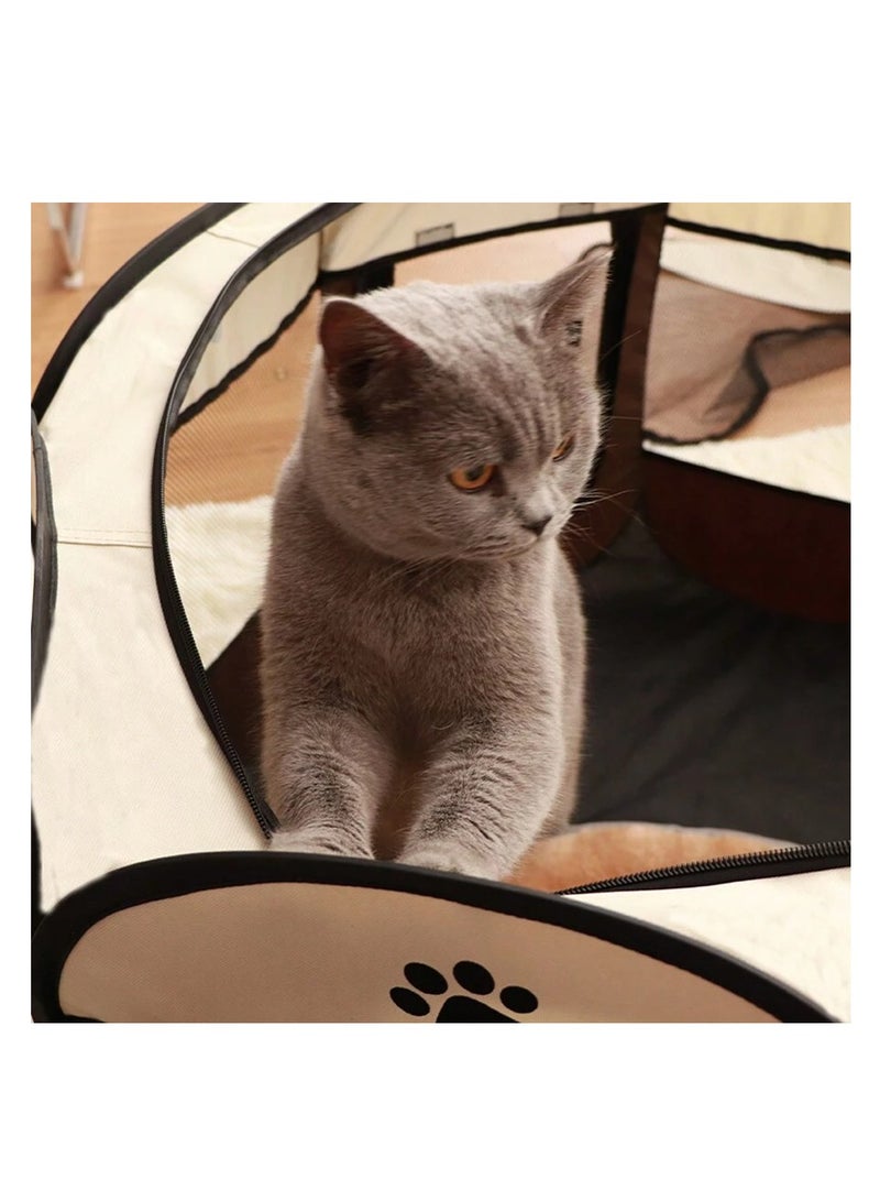 أوتاد مأوى متعدد الوظائف للحيوانات الأليفة، حامل قطط قابل للطي، سياج غرفة الولادة، خيمة مثمنة الشكل وقفص خيمة أكسفورد مقاوم للماء 114x114x58cm - Image 2