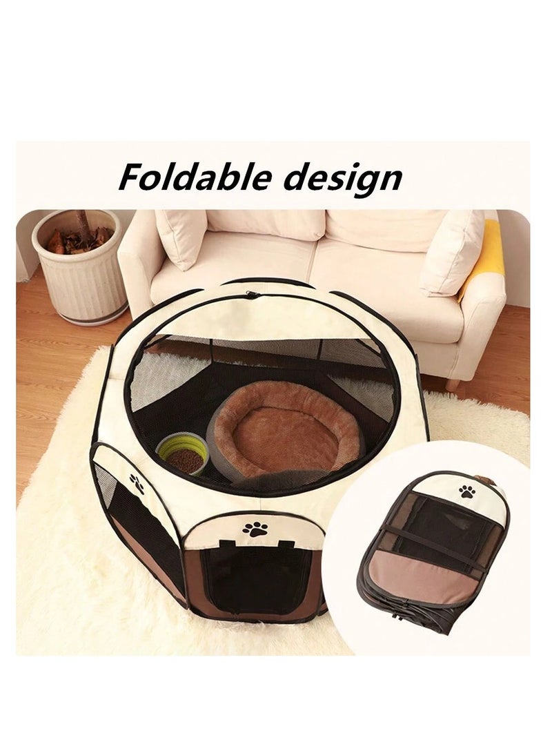 أوتاد مأوى متعدد الوظائف للحيوانات الأليفة، حامل قطط قابل للطي، سياج غرفة الولادة، خيمة مثمنة الشكل وقفص خيمة أكسفورد مقاوم للماء 114x114x58cm - Image 3