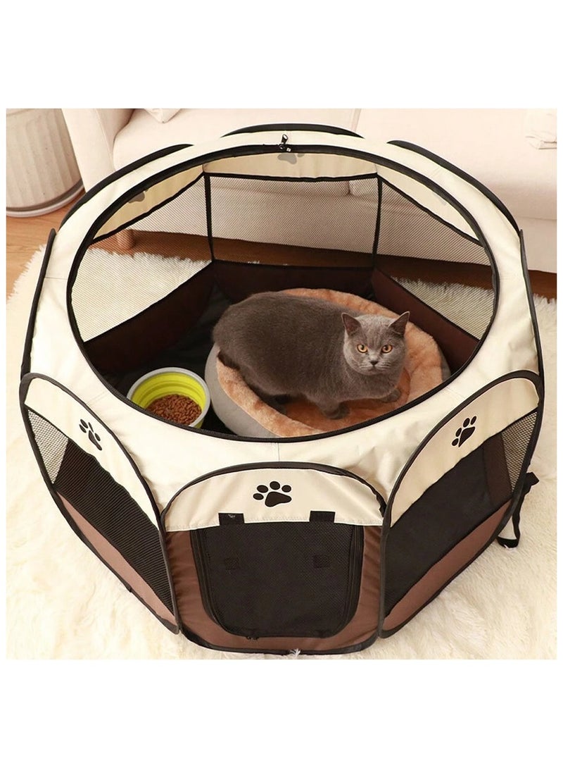 أوتاد مأوى متعدد الوظائف للحيوانات الأليفة، حامل قطط قابل للطي، سياج غرفة الولادة، خيمة مثمنة الشكل وقفص خيمة أكسفورد مقاوم للماء 114x114x58cm - Image 5