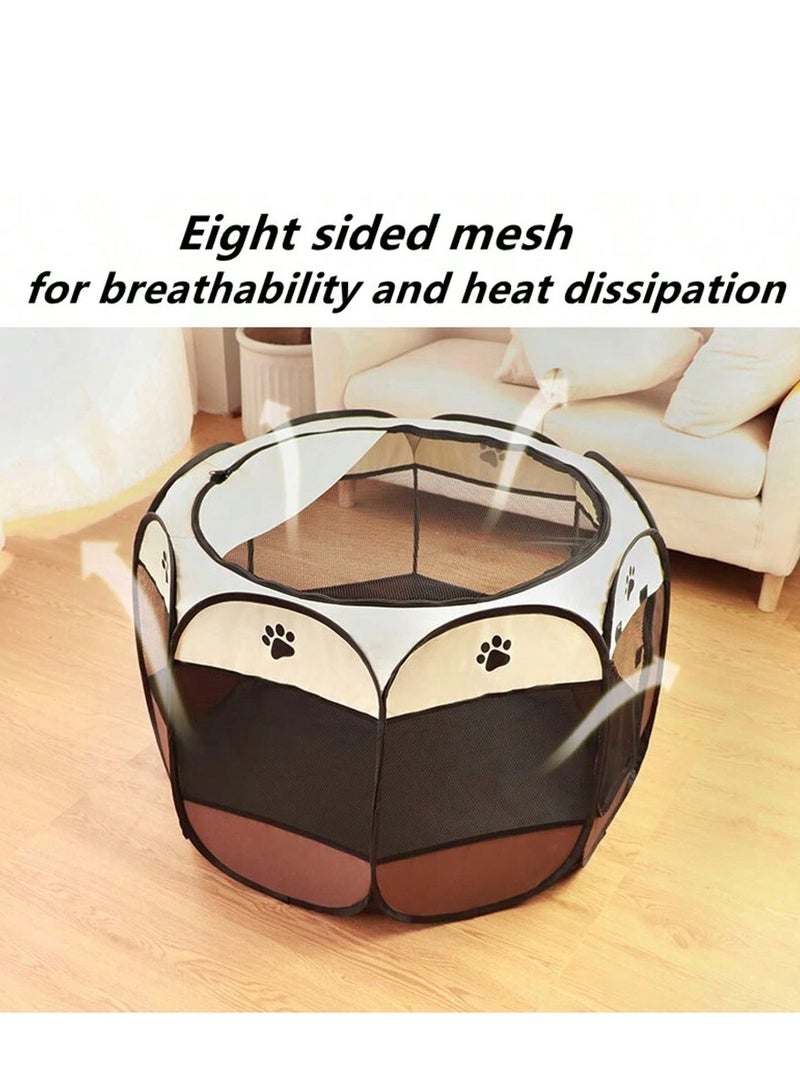 أوتاد مأوى متعدد الوظائف للحيوانات الأليفة، حامل قطط قابل للطي، سياج غرفة الولادة، خيمة مثمنة الشكل وقفص خيمة أكسفورد مقاوم للماء 114x114x58cm - Image 4