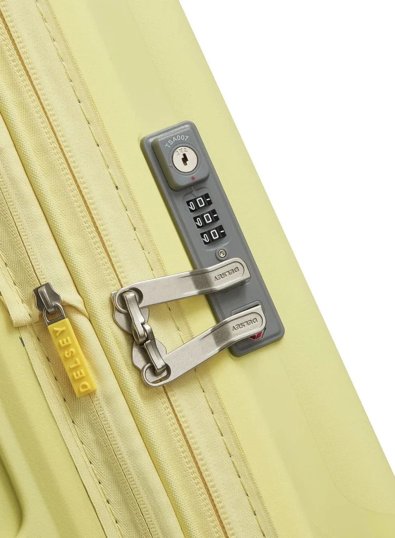 DELSEY Paris  clavel 55 cm hardside 4-double wheeled expandable cabin luggage trolley (recycled material) - pale yellow  | Best Price UAE