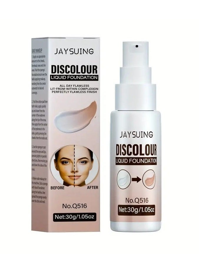 Jaysuing Color-Changing Liquid Foundation - Brightens & Conceals, Long-Lasting, Moisturizing for All Skin Tones - Image 1