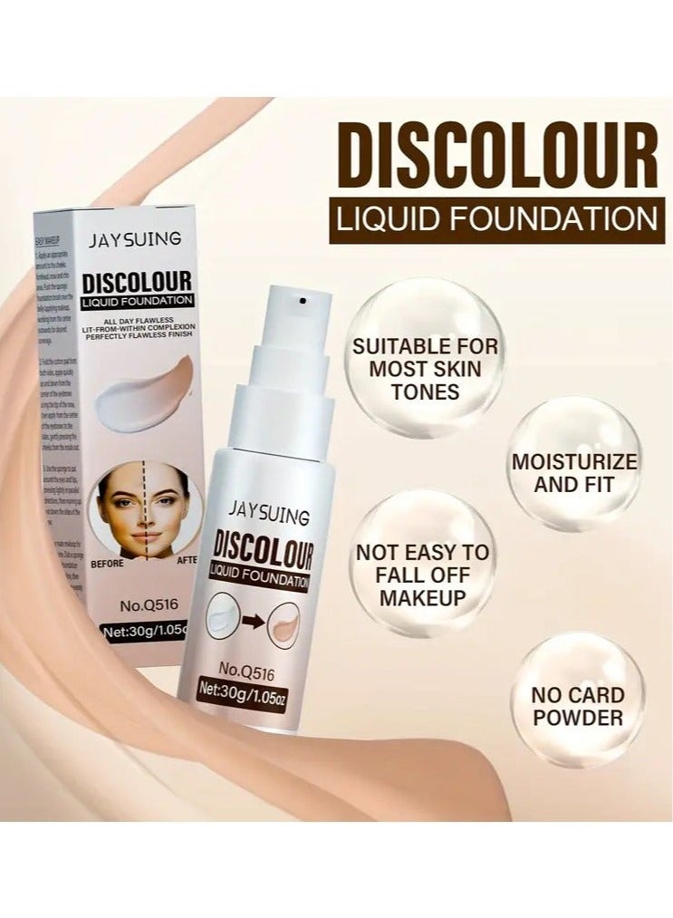Jaysuing Color-Changing Liquid Foundation - Brightens & Conceals, Long-Lasting, Moisturizing for All Skin Tones - Image 4