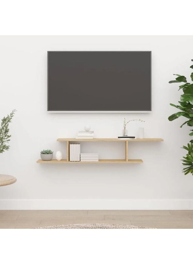 vidaxl vidaXL Wall-Mounted TV Shelf Sonoma Oak 125x18x23 cm Engineered Wood - Image 1