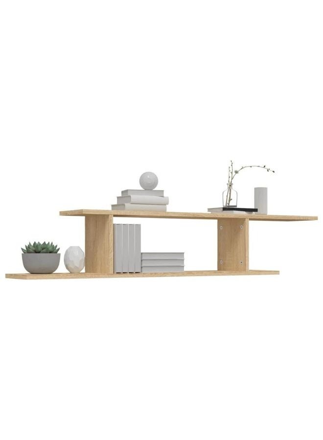 vidaxl vidaXL Wall-Mounted TV Shelf Sonoma Oak 125x18x23 cm Engineered Wood - Image 2