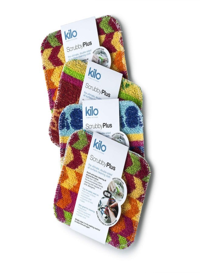 Kilo Scrubby Plus-Non-Scratch Scourer with Delicate Cleaning Cloth Side, Multi-Purpose-Set of 4, Colour, One Size, 17x14cm - Image 1