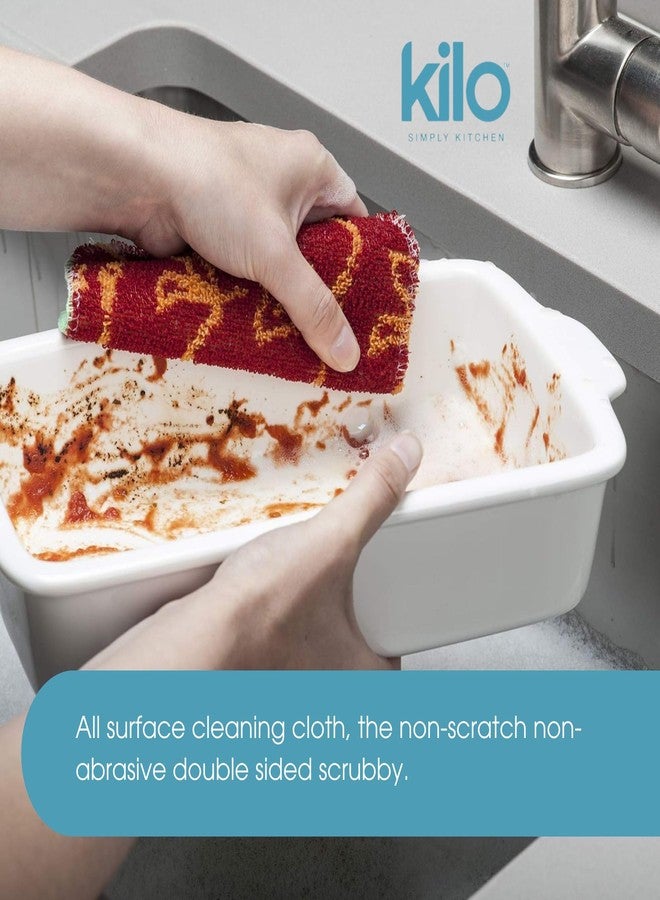 Kilo Scrubby Plus-Non-Scratch Scourer with Delicate Cleaning Cloth Side, Multi-Purpose-Set of 4, Colour, One Size, 17x14cm - Image 4