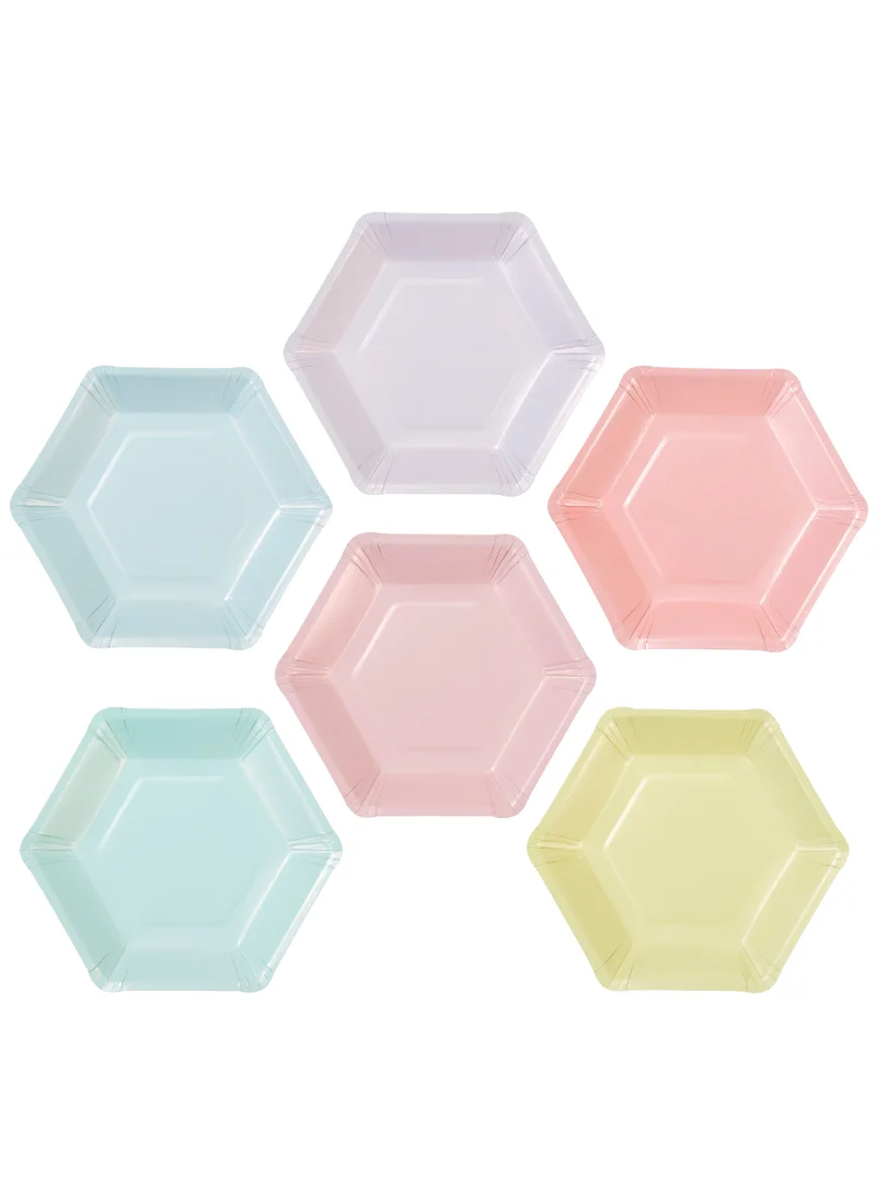 Talking Tables Talking Tables We Heart Pastels Large Hexagonal Plates, 8pack, 4 colours, 26cm Diameter