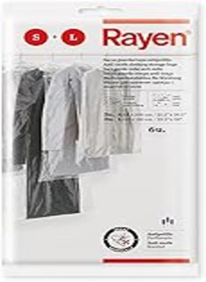 Rayen - Rayen Moth Proof Cabinet Cover Pack of 6 Transparent Bags for Storing Clothes Anti-Dust, Polyethylene, 65 x 100 cm, 3 and 65 x 150 cm - Image 1