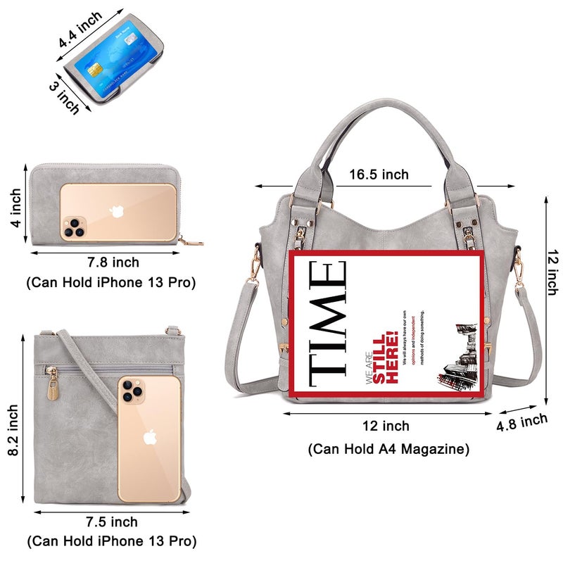 Soperwillton Purses for Women Large Shoulder Handbag Tote PU Leather Hobo Crossbody Bag Ladies Wallet Set 4pcs - Image 5