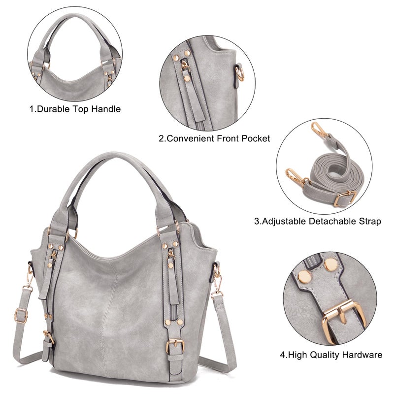 Soperwillton Purses for Women Large Shoulder Handbag Tote PU Leather Hobo Crossbody Bag Ladies Wallet Set 4pcs - Image 4