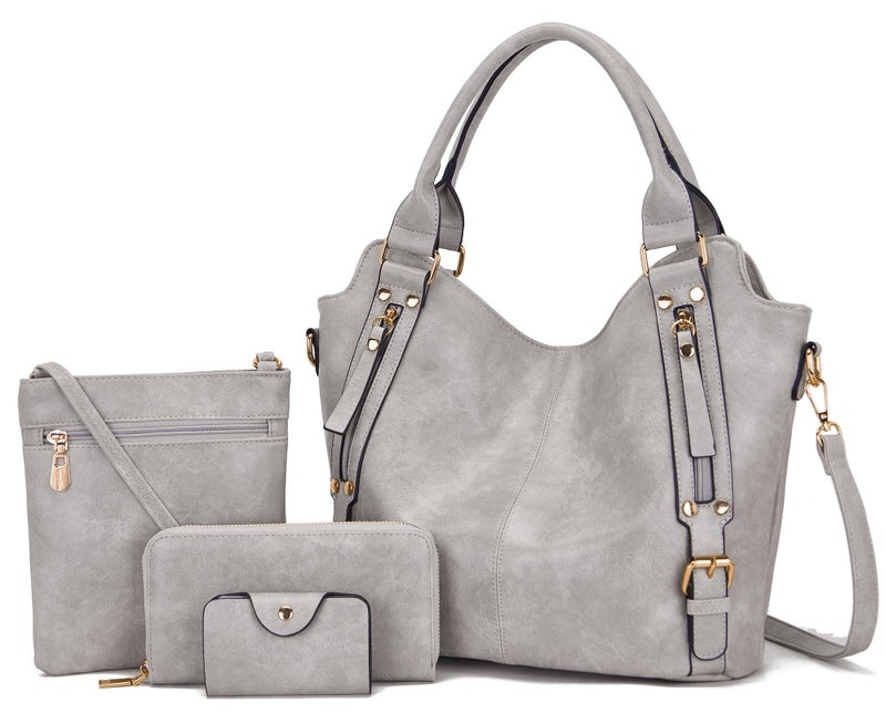 Soperwillton Purses for Women Large Shoulder Handbag Tote PU Leather Hobo Crossbody Bag Ladies Wallet Set 4pcs - Image 1
